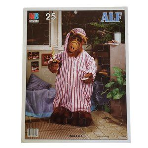 ALF COMPLETED 25 Piece Jigsaw Puzzle Game Milton Bradley Cardboard 1987 Ages 3-5